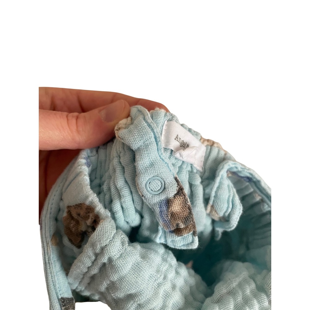 Angel Dear Powder Blue Dog Print Organic Cotton Muslin Bubble Romper 0-3M Baby - Picture 6 of 7